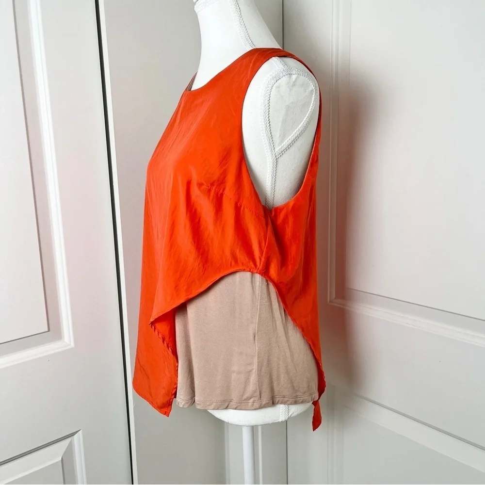 Anthropologie Bordeaux Orange Asymmetrical Colorblock Sleeveless Blouse – Medium - Picture 4 of 11